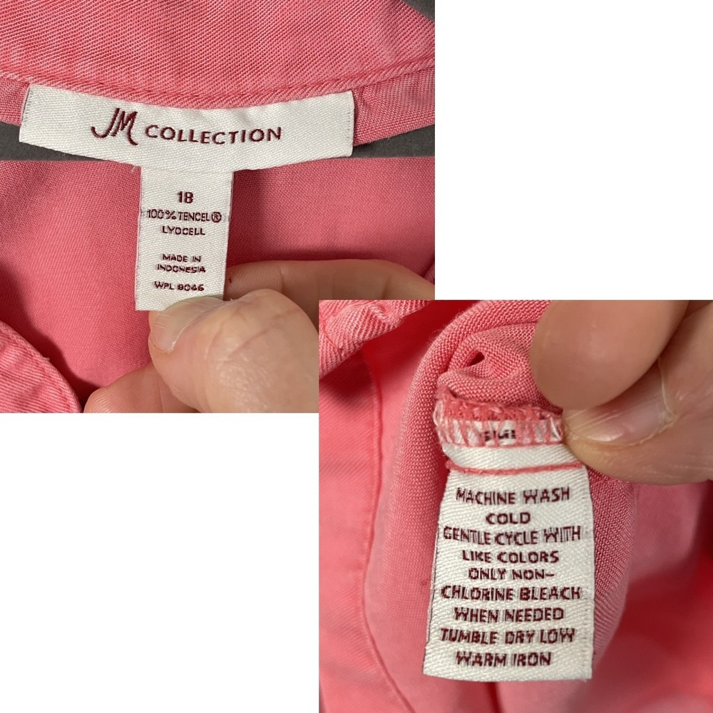 JM Collection Size 18 Rose Peony Pink Embroidered Tunic Blouse‎ Lyocell - Picture 12 of 13